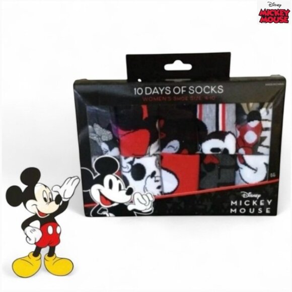 DISNEY Mickey Mouse 10 Pack No Show Socks Boxed Gift Set Women’s O/S – NWT - Picture 11 of 12